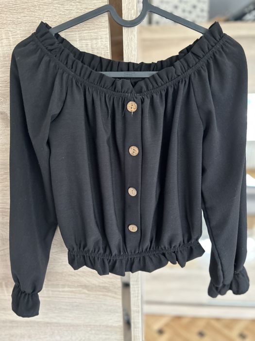 czarna elagancka bluzka crop top hiszpanka