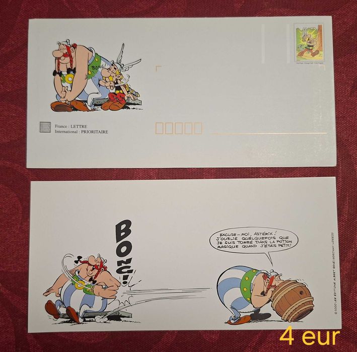 Postais ilustrados de Asterix e subscritos