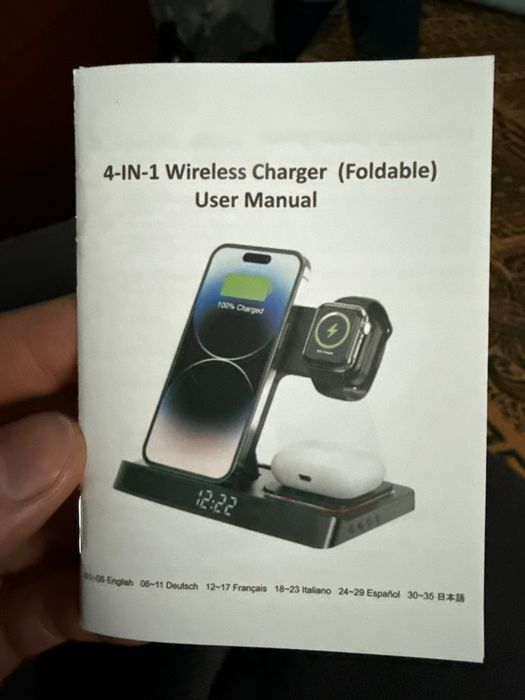 Бездротова зарядна док станція  Bogseth 15w 4in1 MagSafe