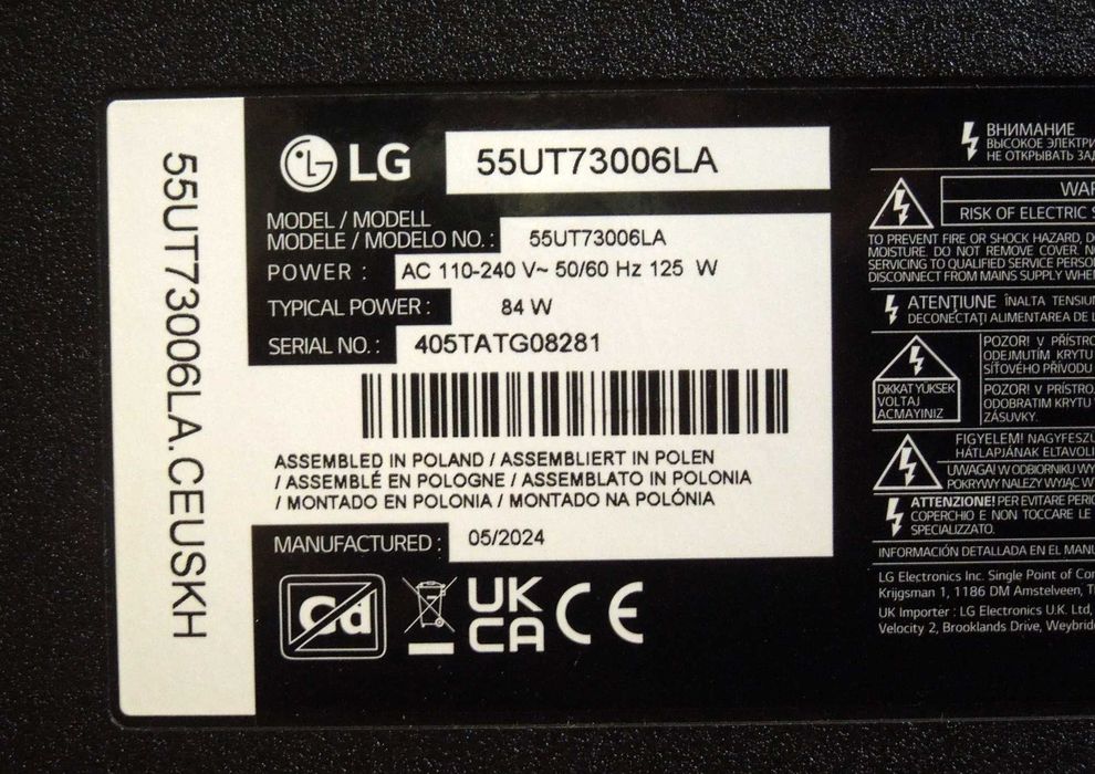 Placa de alimentação / mainboard TV LG 55UT73006LA, cabos LVDS, placa IR, colunas, antena wifi - retirado de tv com ecrã partido