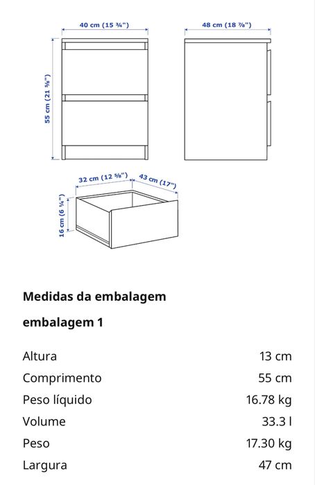 Mesa de Cabeceira Ikea Preta