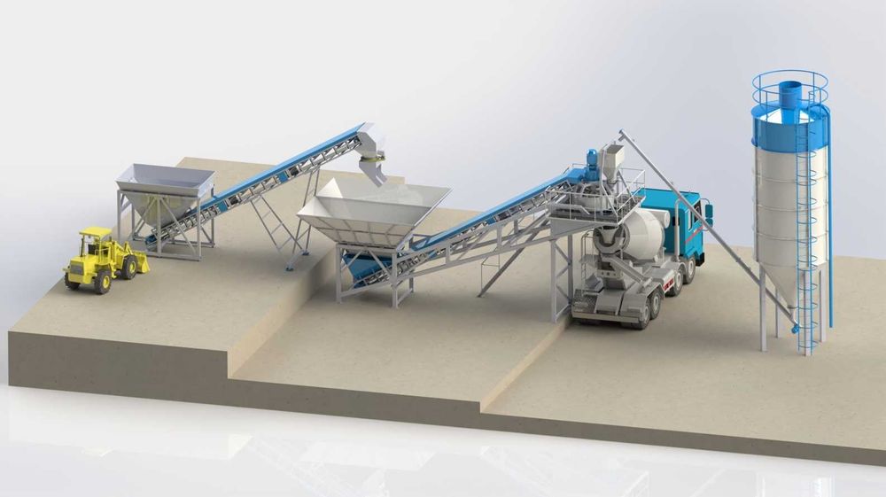 Мобільний бетоний завод, Бетонозмішувальний вузол, БЗУ, бетонный завод