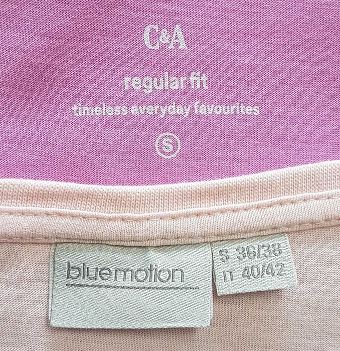 Damskie bluzki bawełniane różowe z krótkim rękawem Blue motion & C&A 36/S