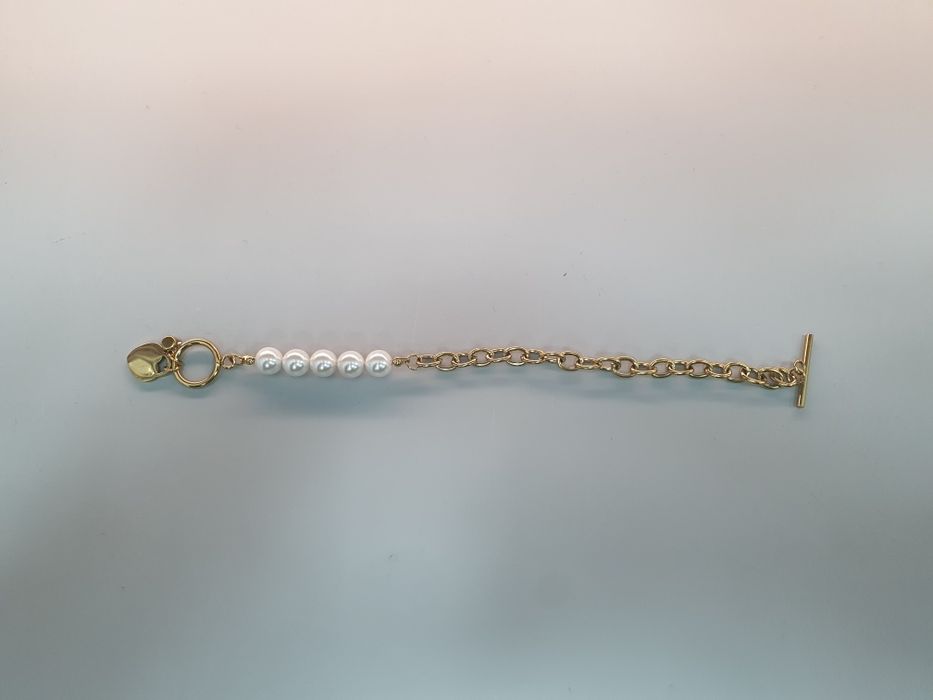 Bransoletka stal chirurgiczna złota – perełki, minimalistyczna, elegan