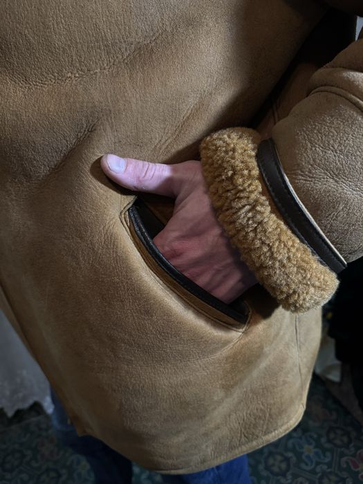 Кожанная натуральная мужская дубленка