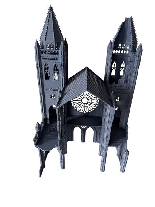 Imperialna Katedra - gotycka ruina (front), druk 3D do gier bitewnych