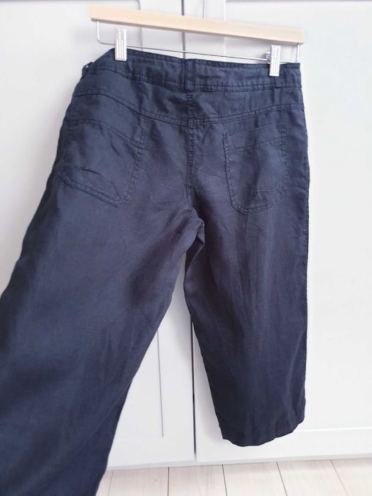 Czarne lniane spodnie spodenki rybaczki Denim&co 40