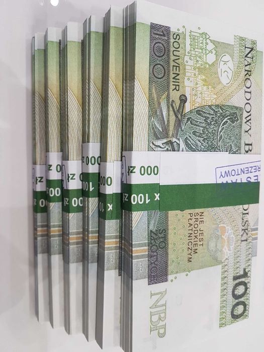 100 złotych banknoty do zabawy i nauki plik 100sztuk 138x68 Czosnów ...