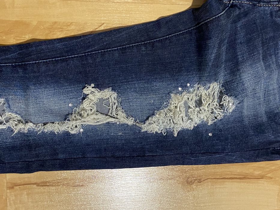 Redial jeans biodrówki S pas 76-80 cm niebieskie dżinsy jeansy dziury