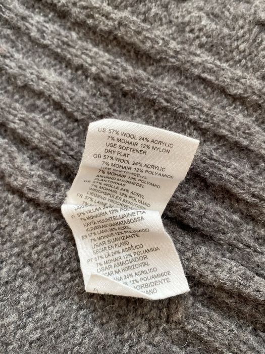 Szary dłuższy kardigan narzutka S 36 H&M wełna moher na guziki