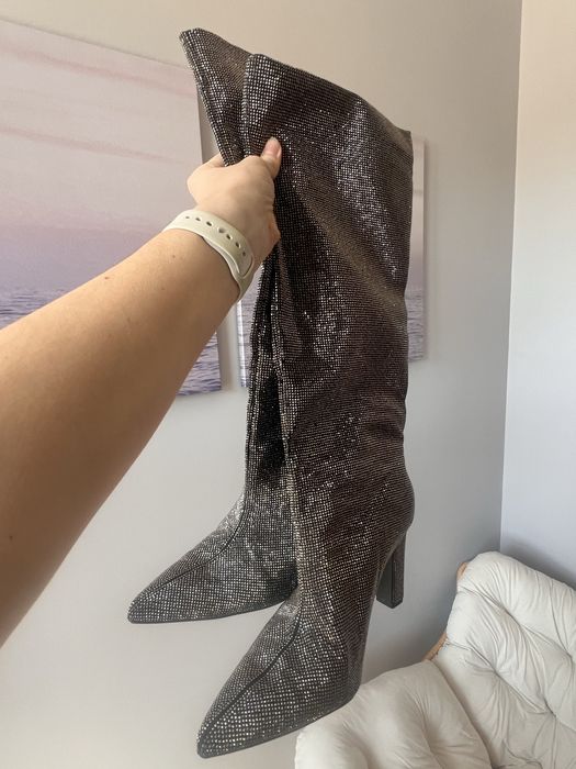 Srebrne kozaki do kolan