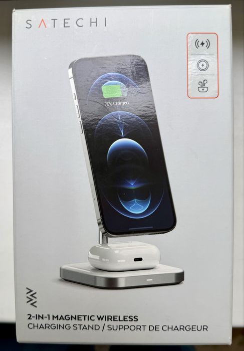 Бездротовий зарядний пристрій Satechi Aluminum 2 in 1 Magnetic Wireless Charging Stand Space Gray (ST-WMCS2M)