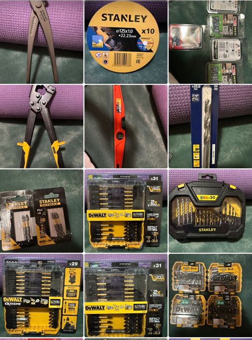 Инструменты и аксессуары Stanley и Dewalt