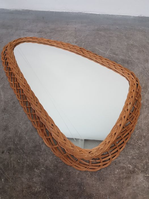 Lustro Vintage lata 60/70 Rattan Plecione Rattanowe Boho