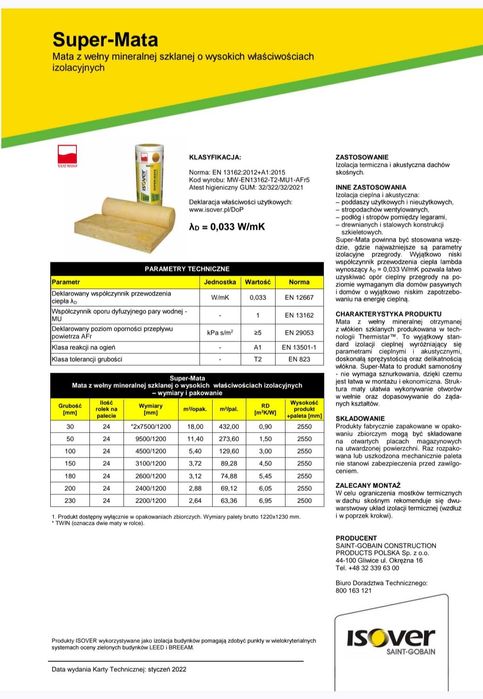 Wełna mineralna Isover