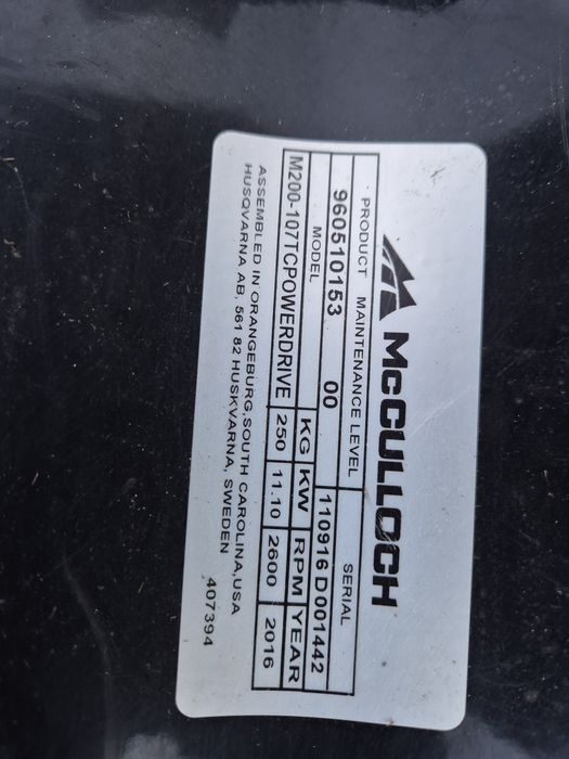 Traktorek Kosiarka Mcculloch M200-107  Briggs stratton V-twin 20Hp