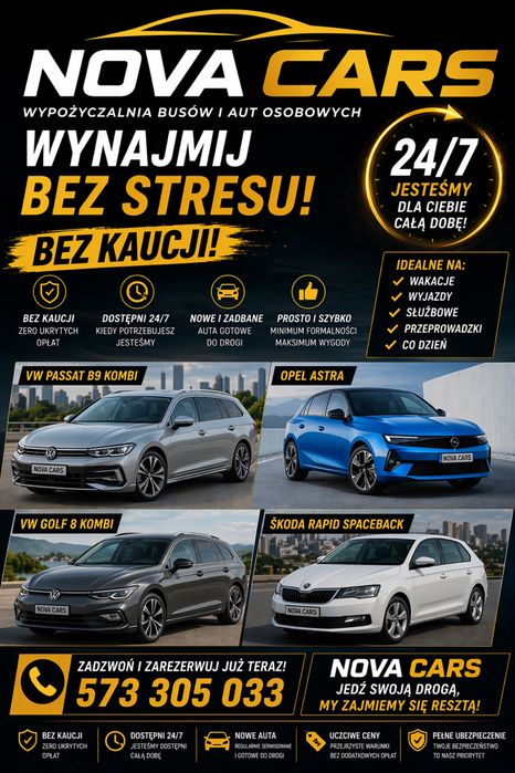 Wynajem aut! Tanio! Osobowe i dostawcze brak kaucji