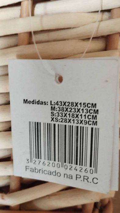 Conjunto de 4 Cestos Organizadores em Verga Natural Novos com Etiqueta