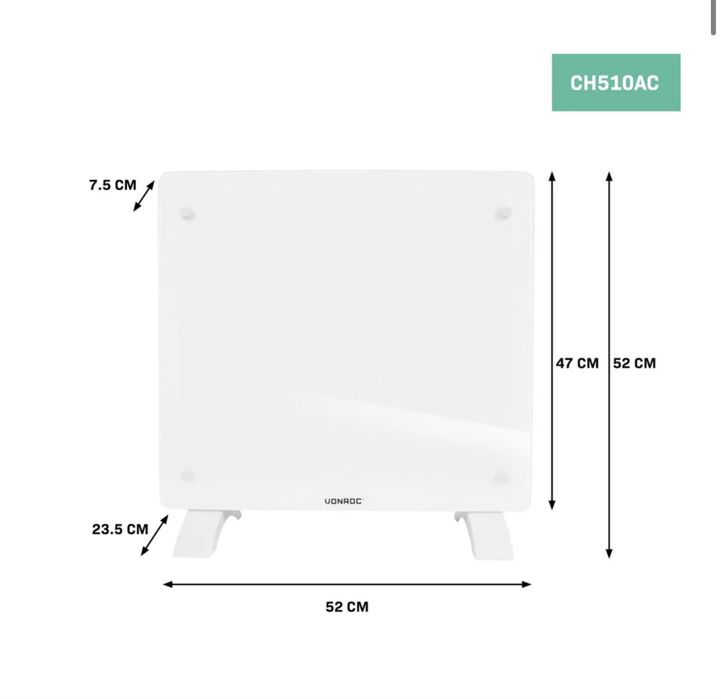 Aquecedor elétrico de luxo com conversor, 1000 W, Wi-Fi