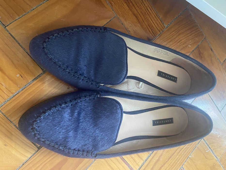 Sapatos Loafers de pelo azul petróleo - Cortefiel