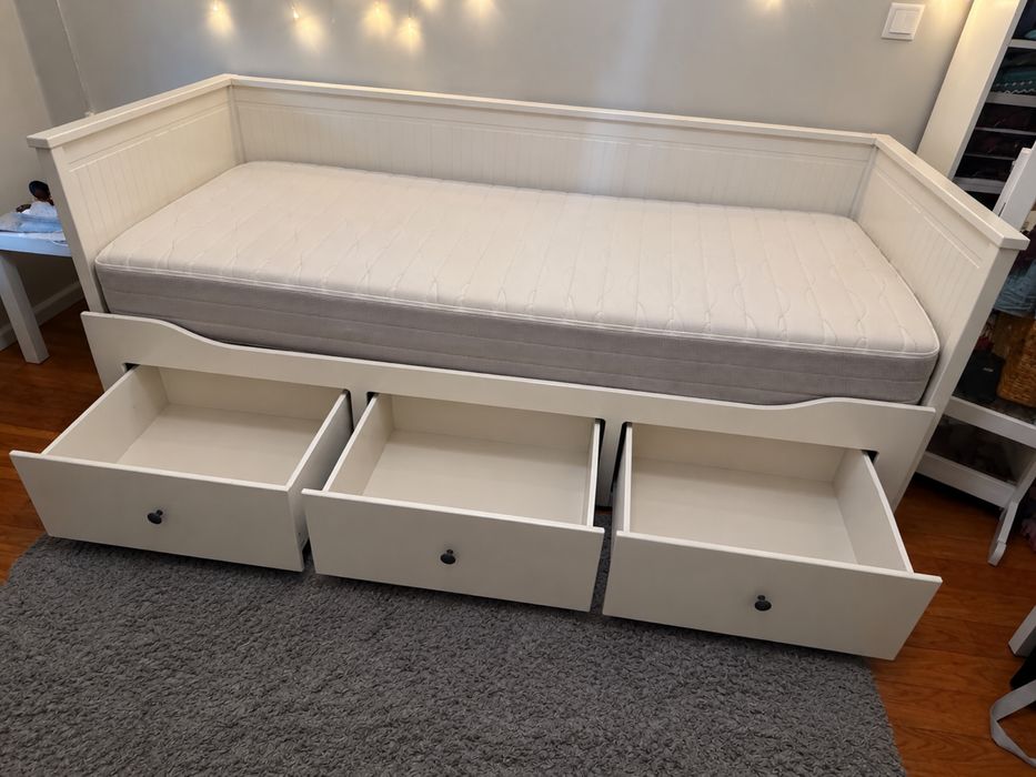 Cama individual/ dupla c/ 3 gavetas branca 80x200cm