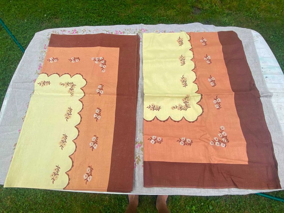 Dwa nieuzywane obrusy z lnu z lat 80tych. 150x100cm. Prl