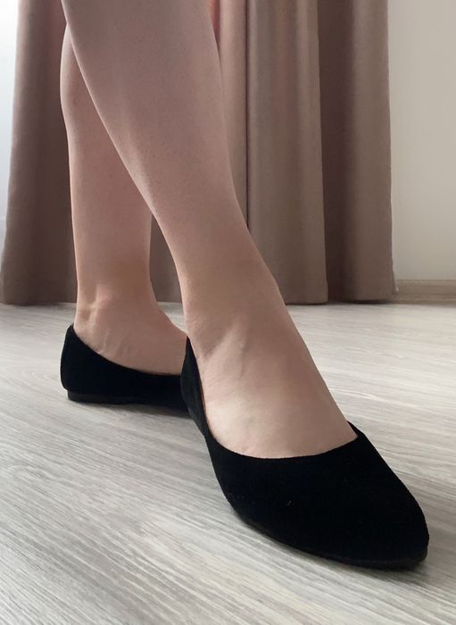 Балетки замшеві чорні р36 / туфлі жіночі