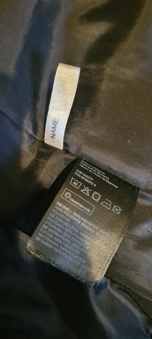 Kurtka H&M S Czarna Pikowana Odpinany Kaptur