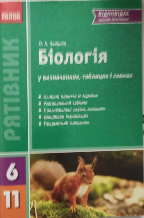 Навчальний посібник Біологія у визначеннях, таблицях і схемах 6-11 кл.
