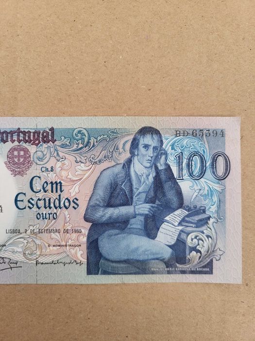 Nota Cem Escudos - Manuel Maria Barbosa Du Bocage - 02/09/1980