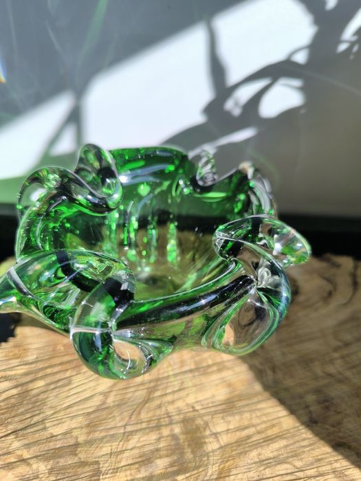 Cinzeiro verde em cristal Murano