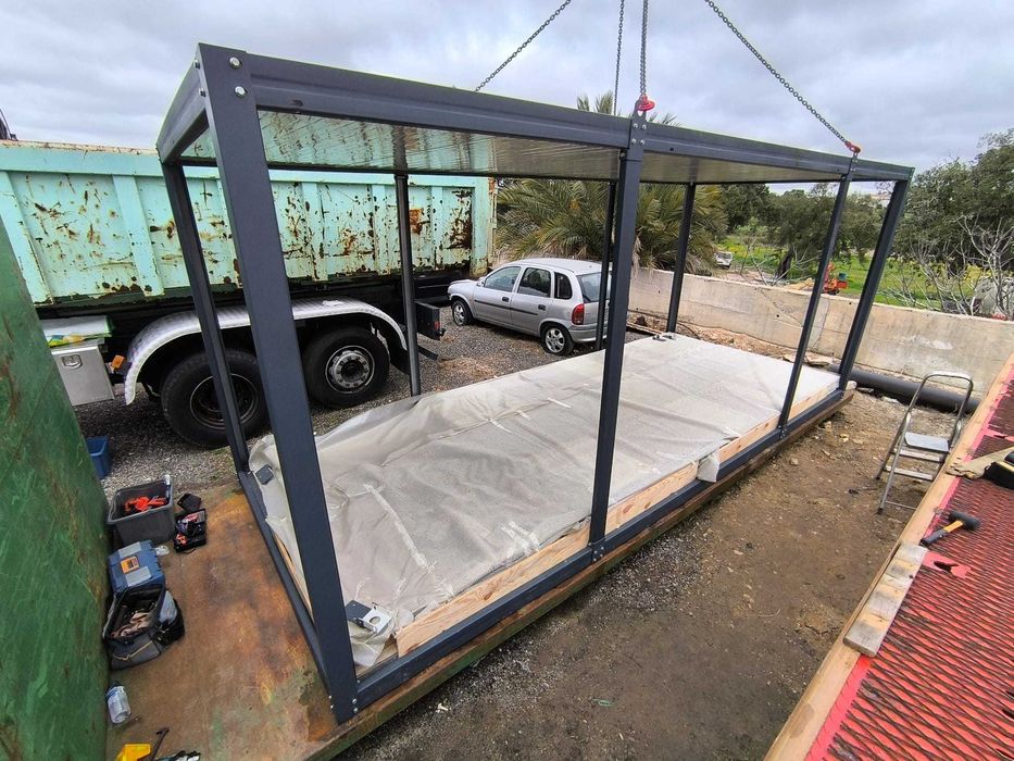 Kit Casa Pré-Fabricada Bungalow Contentor Escritório 5,9 x 2,4 m