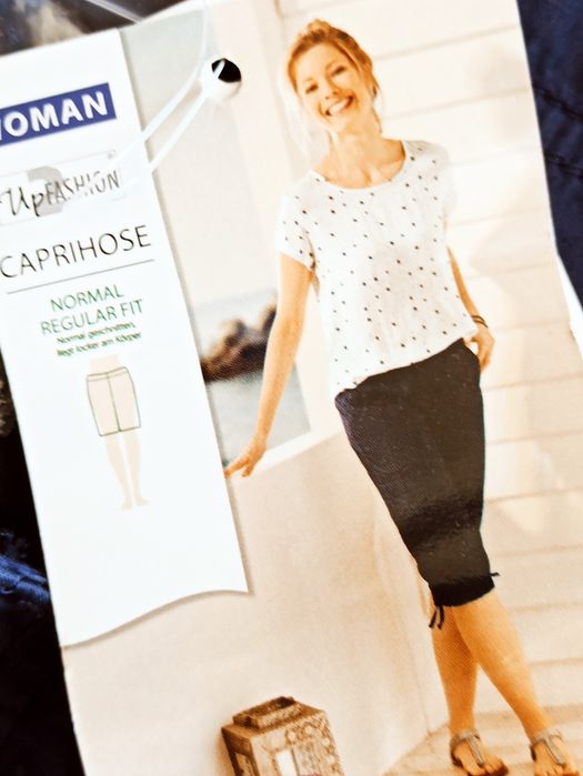 Sg Nowe granatowe rybaczki damskie  38 , M bawełniane spodnie 3/4 38 ,