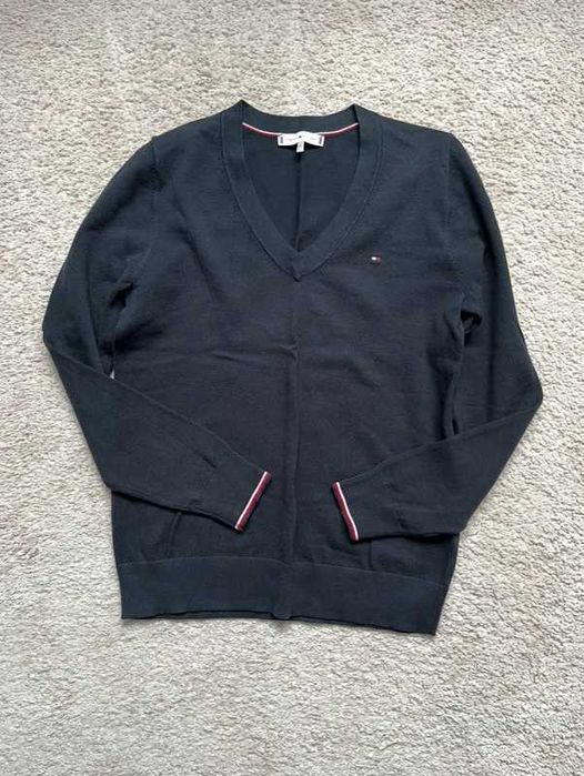Tommy Hilfiger sweter granatowy damski dekolt v Xs 34