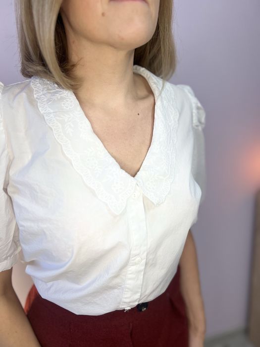 Piękna biała koszula ludowa etno koronki bufiaste rękawy