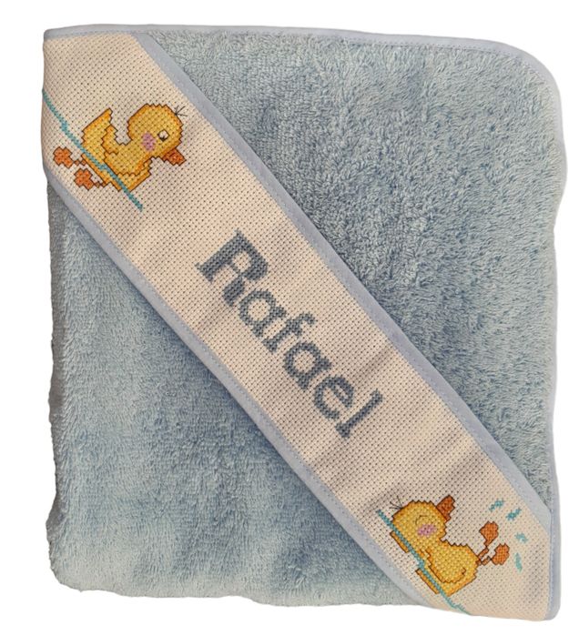 Toalha de banho, para bebé, bordada no capuz
