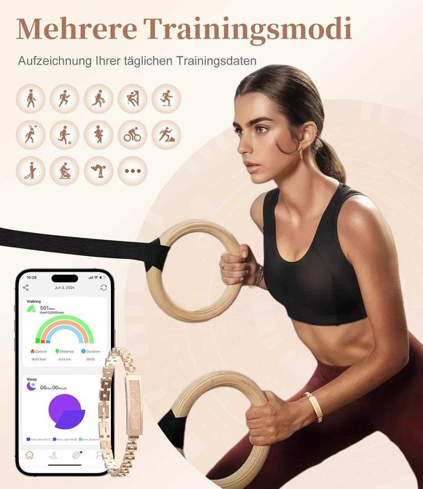 Inteligentna złota bransoletka fitness tracker Smartband na Walentynki