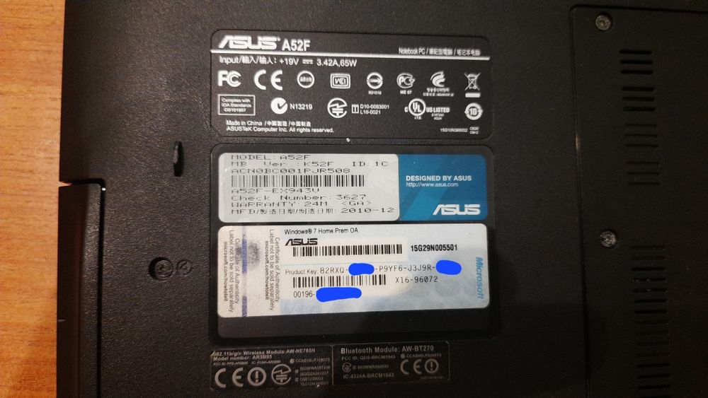 Ноутбук ASUS a52f