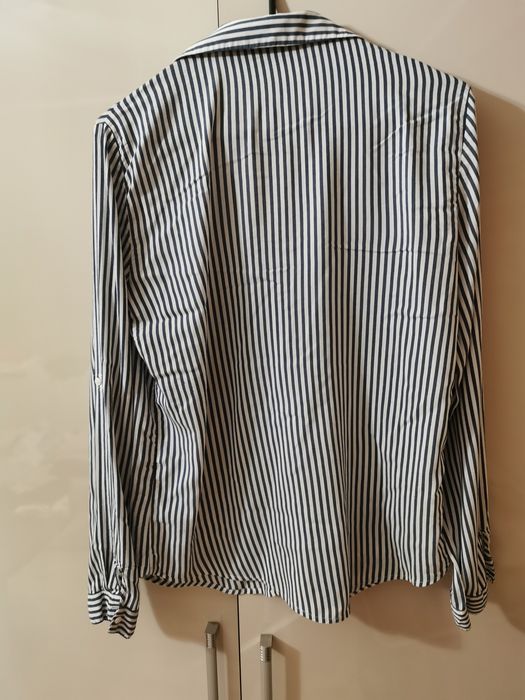 Koszula shirt damska Zara basic 38 M długi rękaw wywijany paski paseczki