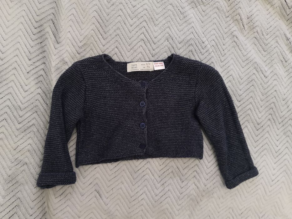 ZARA Bolerko granatowe sweterek rozpinany 74