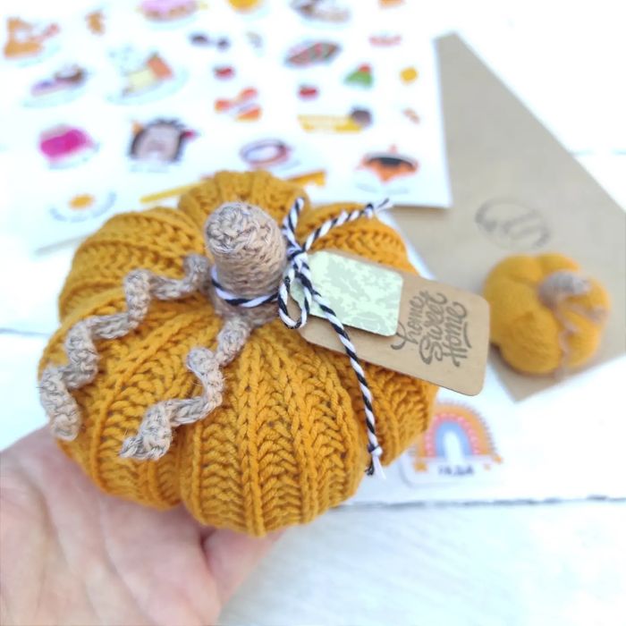 Декоративний гарбуз, в'язаний декор, Хеллоуїн, тыква вязаная, гарбузик