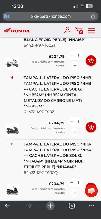 Peças de moto (PCX 125cc)