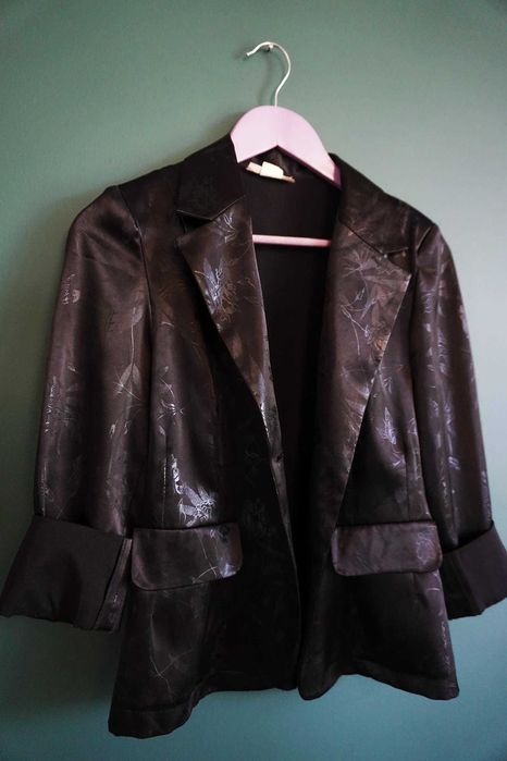 Marynarka czarna motyw wzór połyskująca błyszcząca 38 M