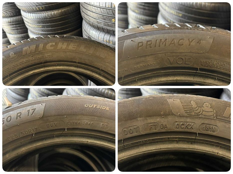 2X OPONY LETNIE 225/50R17 98V Michelin Primacy 4 XL 7.5MM 2018R CAŁE!