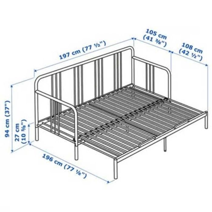 Cama extensível (sofá cama) FYRESDAL + dois colchões de molas HAFSLO