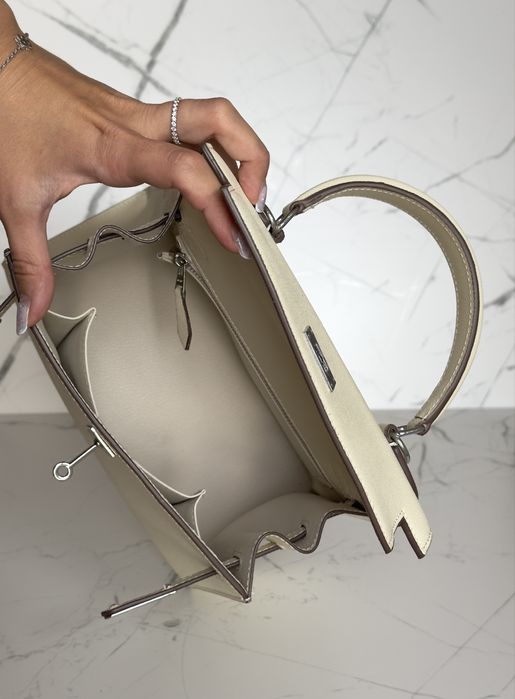 Сумка Hermes Kelly 25 epsom white, Ермес Келлі чорна, Эрмес Келли
