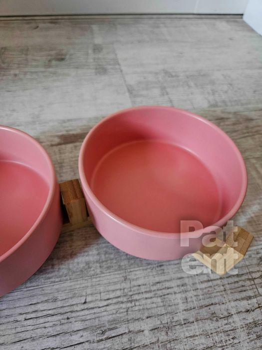 Miski ceramiczne dla psa kota zestaw 2 sztuki x 400 ml różowe
