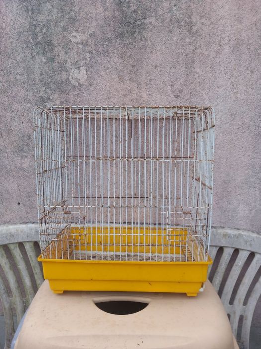 Gaiola de pássaros com comedouros