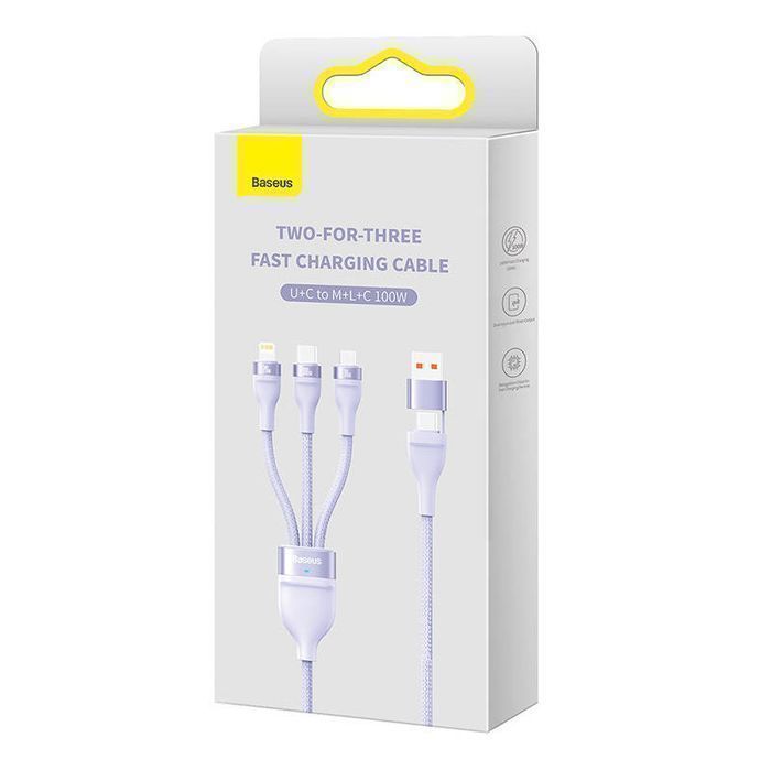Kabel USB 3w1 Baseus  USB-C + micro USB + Lightning, 100W, 1.2m