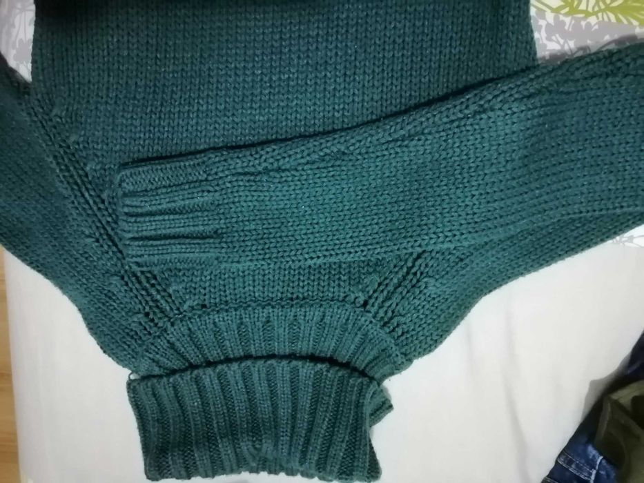 Camisola malha grossa azul petróleo